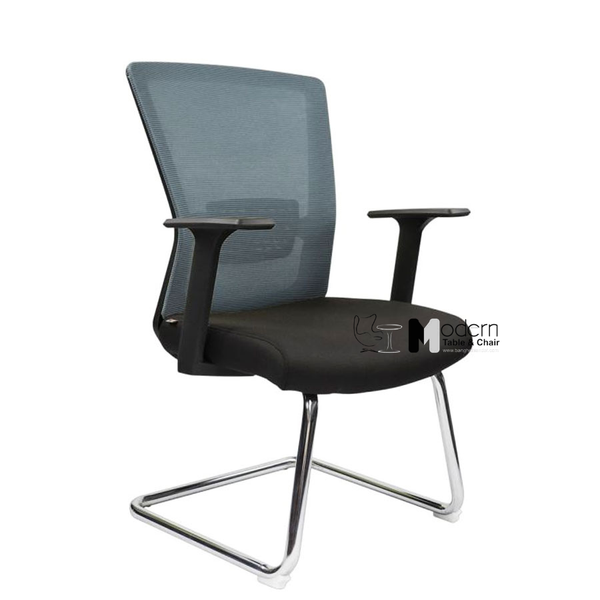 Ghế phòng họp lưng lưới chân cố định CV080006-M - Lưng xám nệm đen