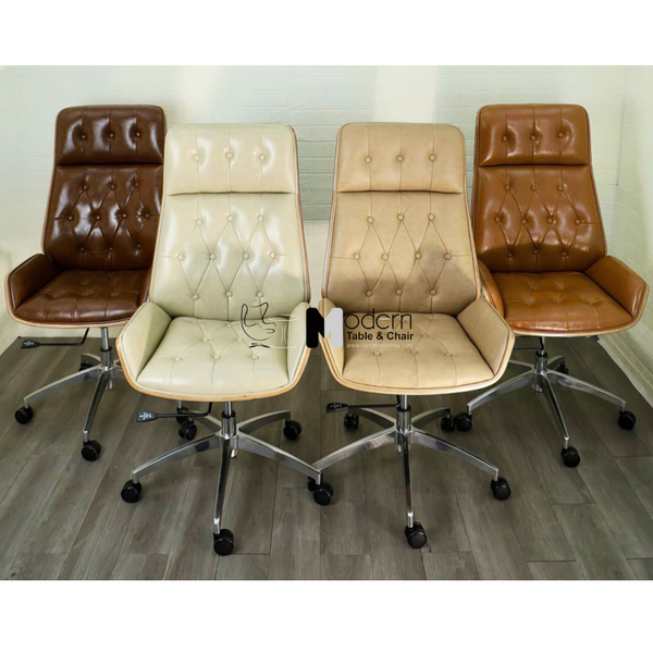 Ghế giám đốc nệm da lưng ốp gỗ CM23001-P