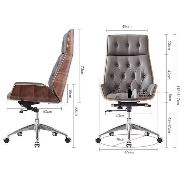 Ghế giám đốc nệm da lưng ốp gỗ CM23001-P