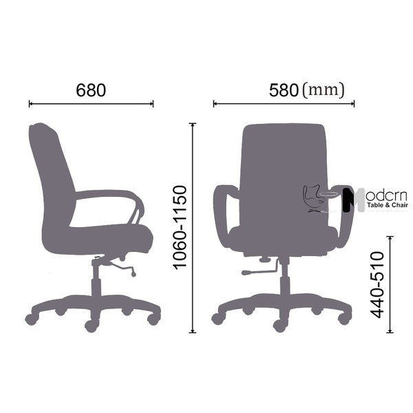 Ghế làm việc lưng trung nệm dày CE08001-P