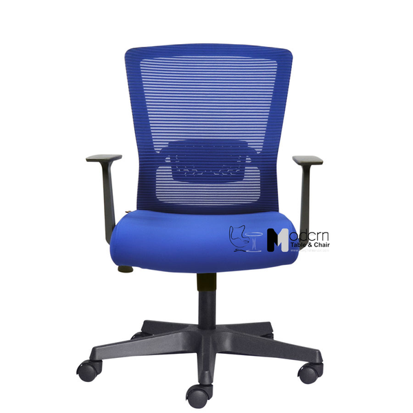 Ghế nhân viên lưng lưới chân nhựa đen CE080006A1-M - Lưng xanh nệm xanh