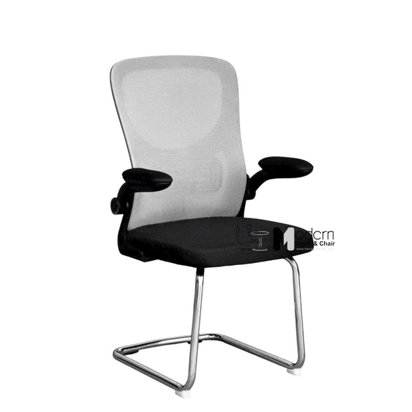 Ghế tiếp khách chân quỳ tay điều chỉnh CV4299-M - Lưng lưới xám, chân thép mạ