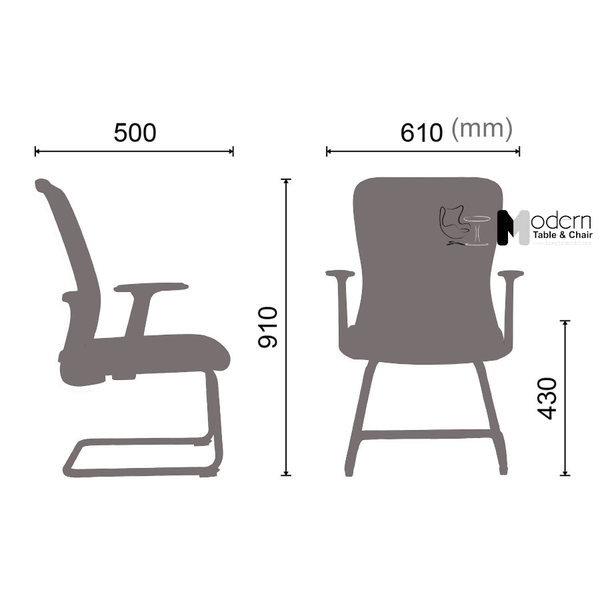 Ghế tiếp khách chân quỳ lưng lưới nệm vải lưới CV08002-M