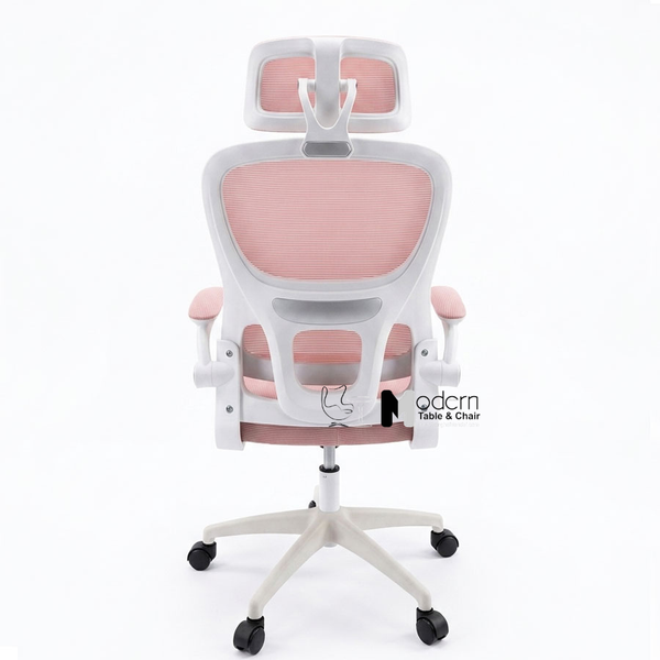 Ghế livestream lưng lưới khung nhựa trắng CM4563-2M - Màu hồng
