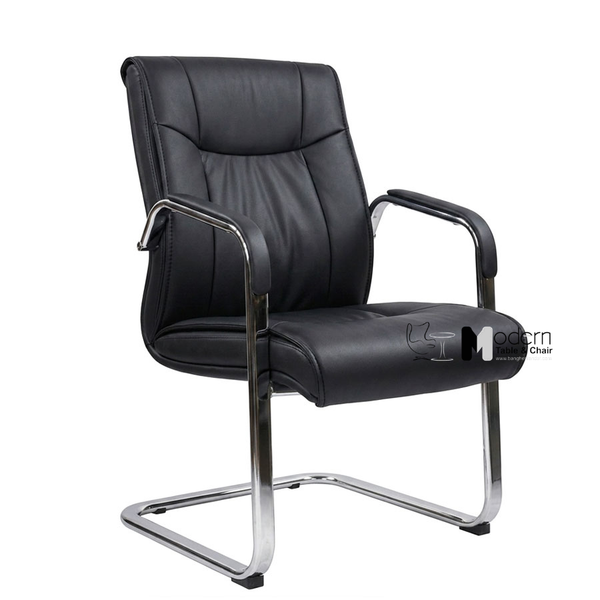 Ghế họp chân quỳ nệm da lưng trung CV080005-P - Màu đen