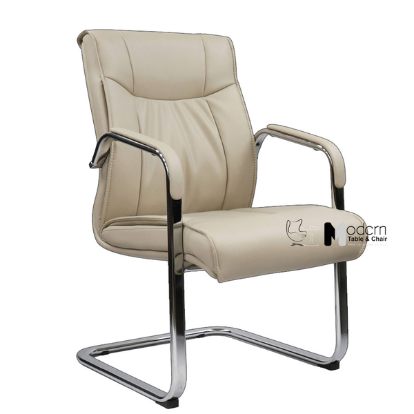 Ghế họp chân quỳ nệm da lưng trung CV080005-P - Màu xám nhạt