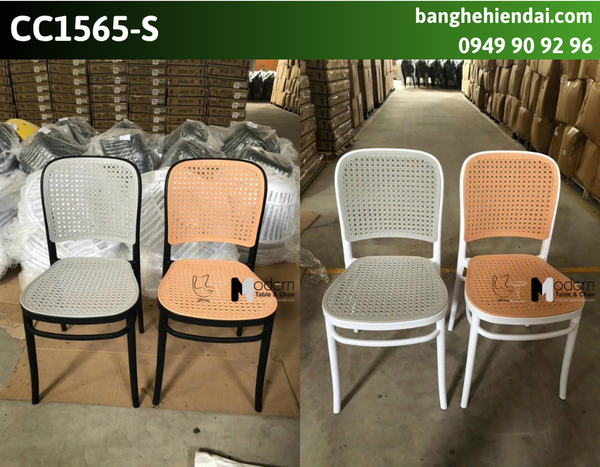 Ghế cafe nhựa giả mây đan mắt cáo CC1565-S
