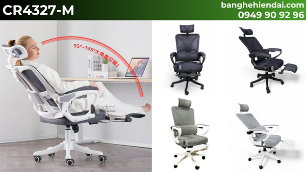 Ghế công thái học nệm vải lưới có gác chân CR4327-M