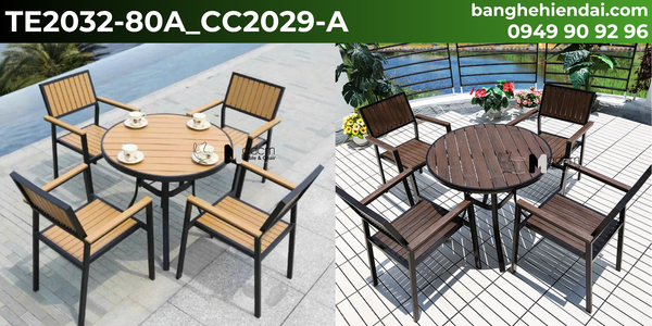 Bộ bàn ghế tiếp khách ngoài trời TE2032-80A_CC2029-A