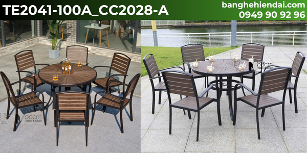 Bộ bàn ăn 4 ghế xếp chồng TE2035-140A_CC2028-A