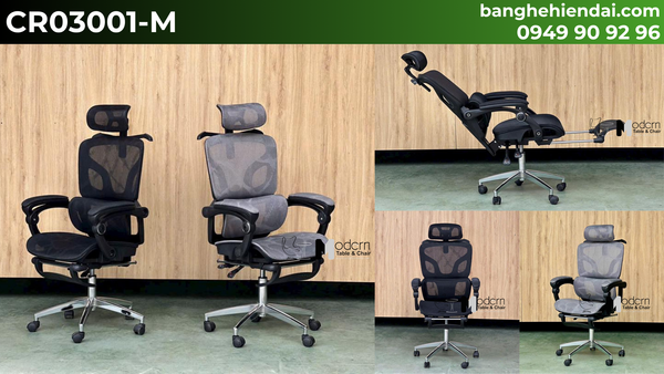 Ghế lưới văn phòng ngả lưng gác chân CR03001-M