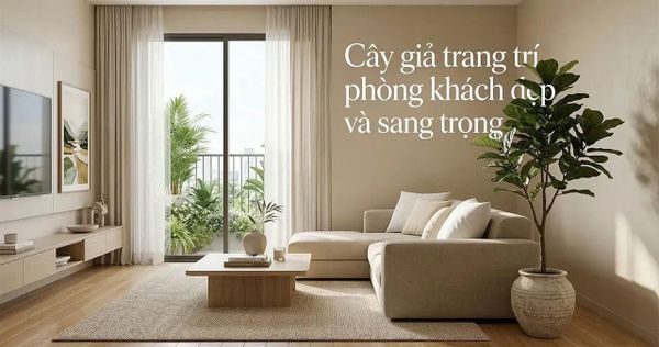 Cây giả trang trí phòng khách: cách chọn, cách đặt và ý tưởng decor đẹp