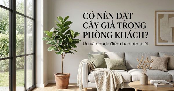 Có nên đặt cây giả trong phòng khách không? Ưu và nhược điểm cần biết