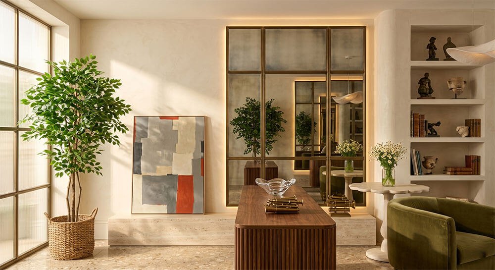 cây si giả trang trí showroom hiện đại
