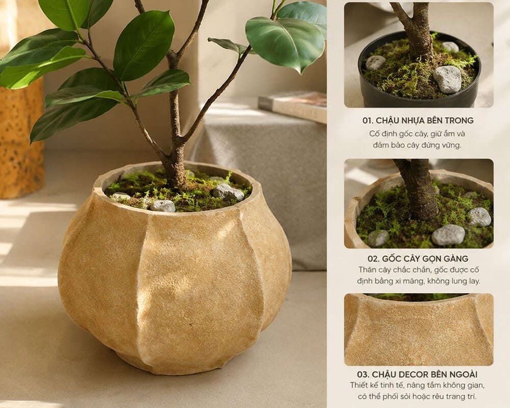bố trí chậu của mẫu cây giả cao cấp