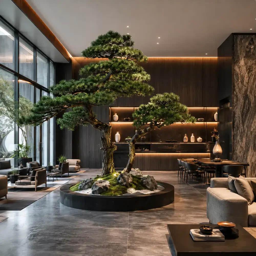 cây tùng giả cao 2 mét decor showroom