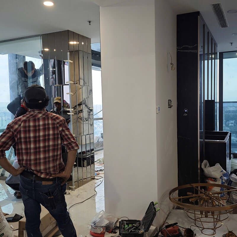 Khu vực công trình trong giai đoạn chuẩn bị và xử lý không gian trước khi hoàn thiện.