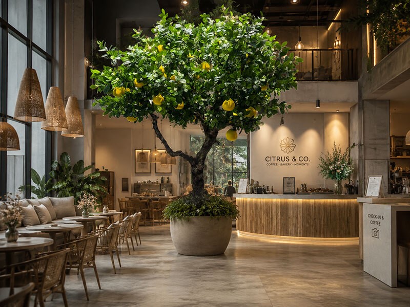 cây bưởi lớn siêu to decor quán cafe