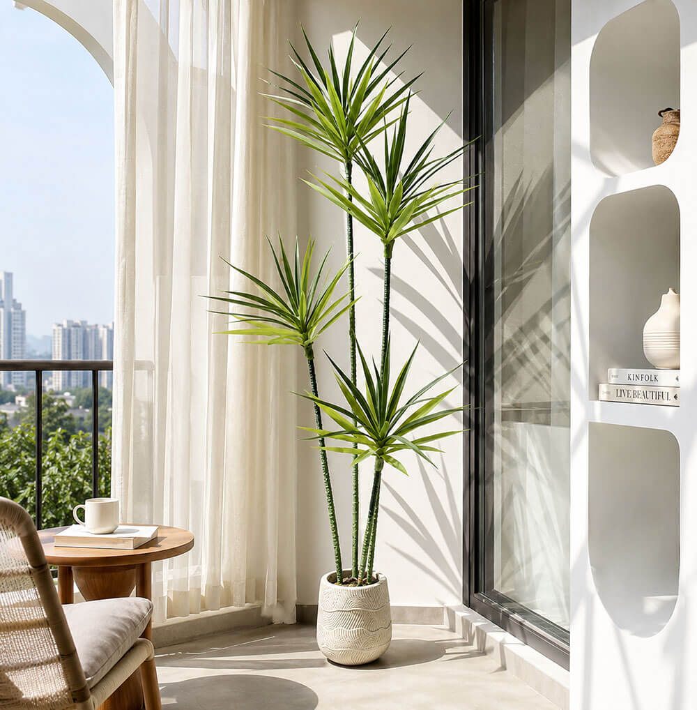 cây phát tài núi decor ban công hiện đại