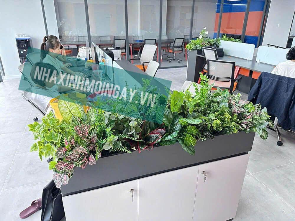 thi công hộp cây giả văn phòng Q7 - 4