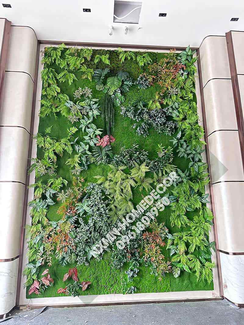 Toàn cảnh tường cây giả sau khi hoàn thiện