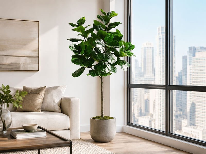 cây bàng Sing  giả decor phòng khách chung cư