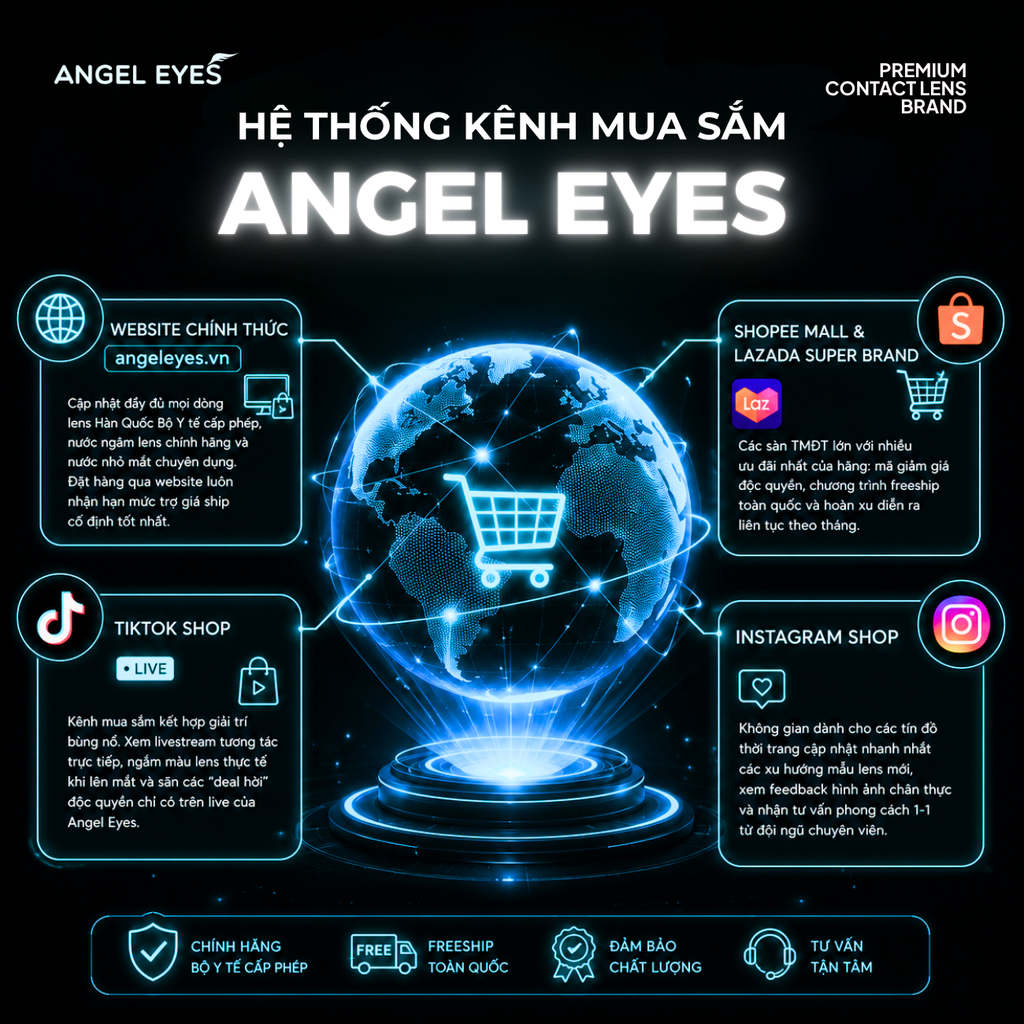 Mua Kính Áp Tròng Angel Eyes Chính Hãng Ở Đâu? Giá Bán, Chính Sách Bảo Hành Và Giao Hàng