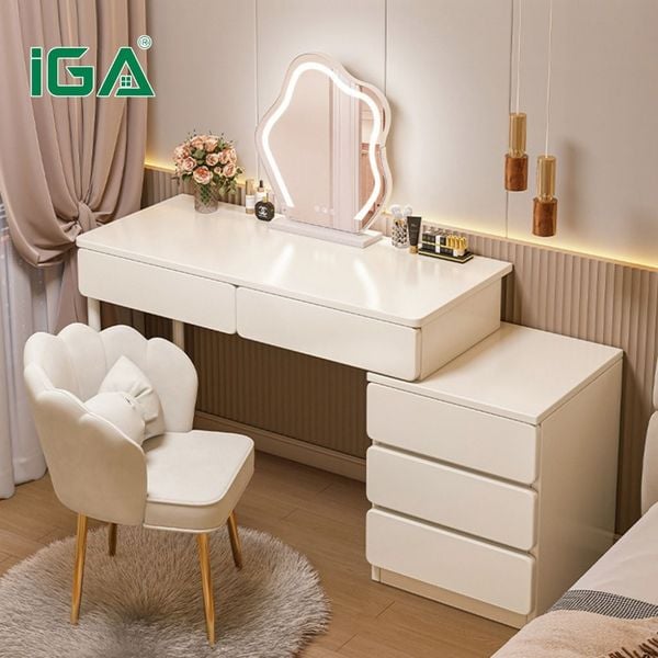 Bàn trang điểm chân sắt full trắng đa năng - GM142