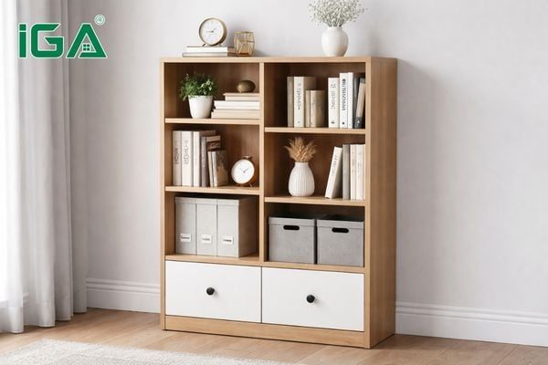 Kệ sách kết hợp gỗ công nghiệp
