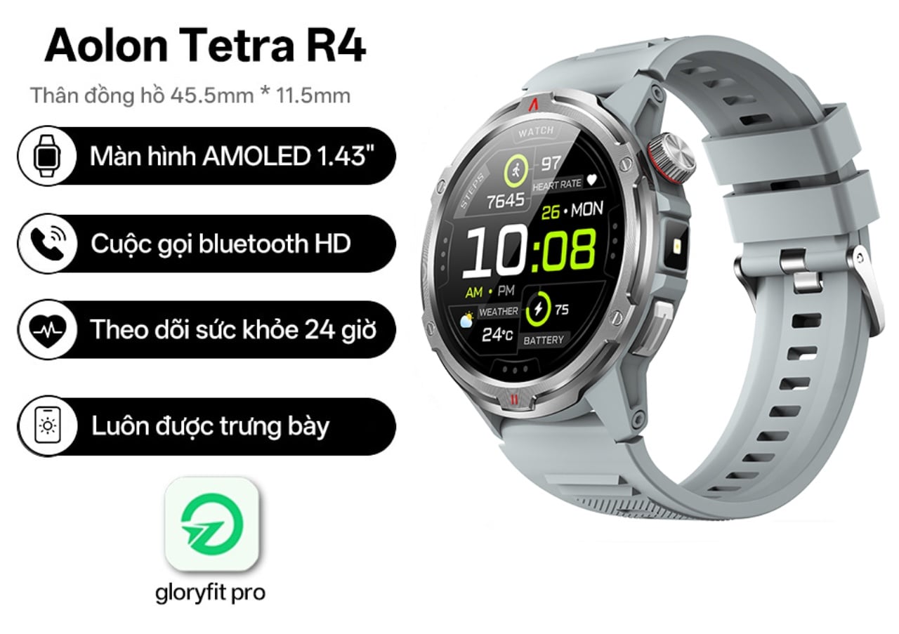AOLON TETRA R4 Smartwatch Chuẩn Quân Đội Siêu Hầm Hố, Bền Bỉ Đến Phát Cuồng Với Giá Rẻ Khó Tin! - mucsothi.com.vn