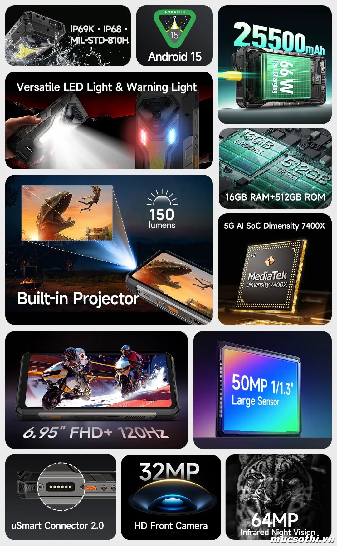 Mục sở thị Armor 34Pro Plus 5G chính hãng Ulefone đang được bán Giá Tốt + Khuyến mãi hấp dẫn tại Siêu Bền Pin Khủng - 09175.09195