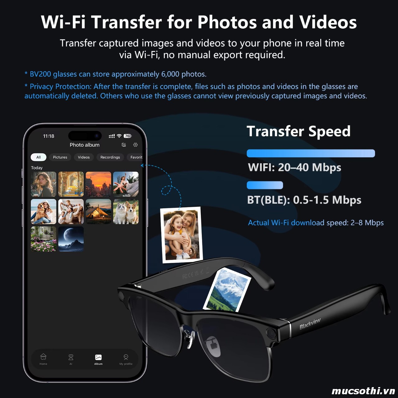 Mục sở thị Kính thông minh AI Blackview BV8200 Glasses có Deal Giá Tốt - Hốt ngay liên hệ 09873.09873