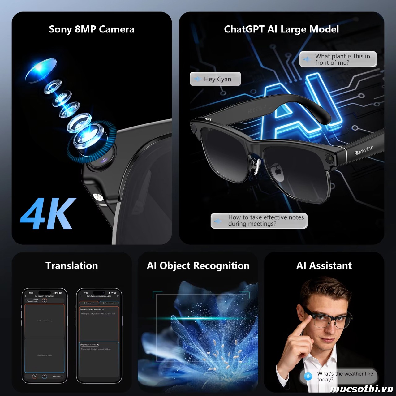 Mục sở thị Kính thông minh AI Blackview BV8200 Glasses có Deal Giá Tốt - Hốt ngay liên hệ 09873.09873