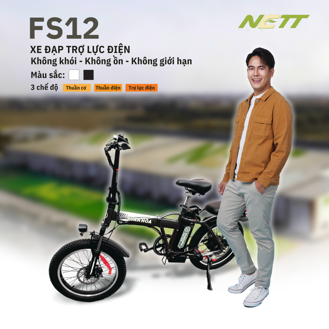 Mục sở thị xe đạp điện trợ lực FS12 chính hãng thương hiện NETT Xuân Hoà bán giá tốt - 09175.09195