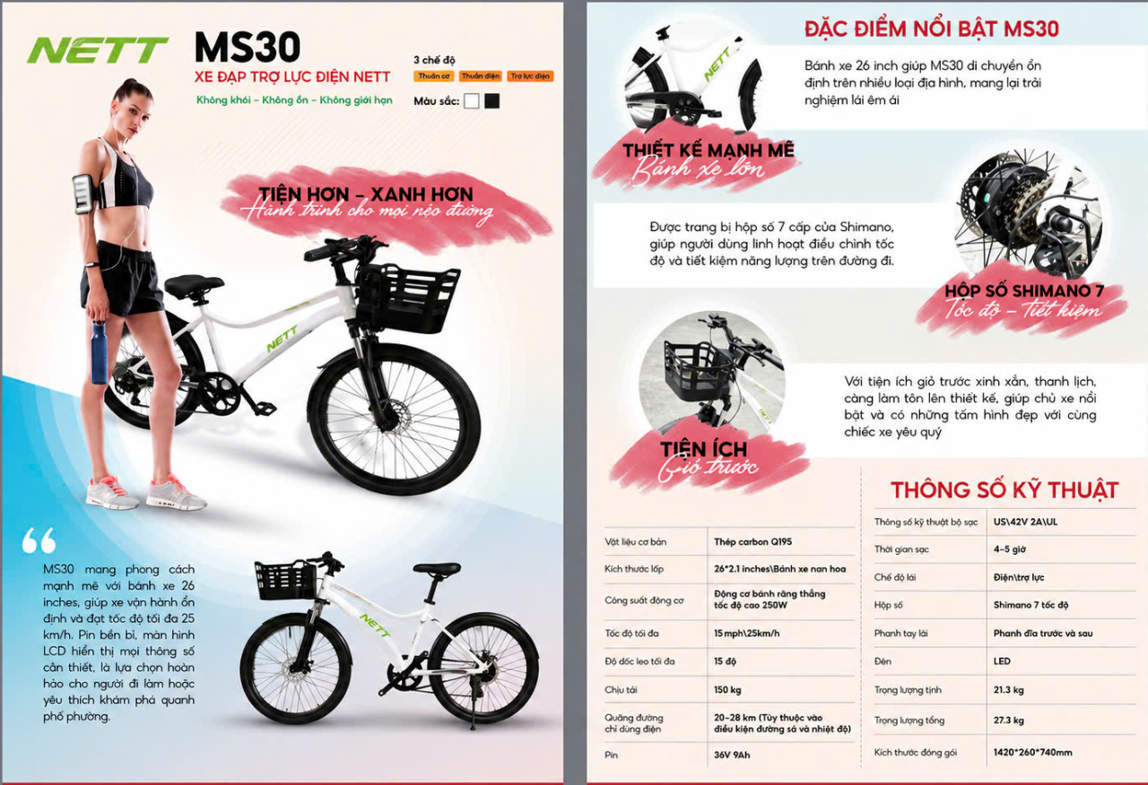 Mục sở thị xe đạp trợ lực điện hybrid MS30 chính hãng NETT giá tốt - 09175.09195