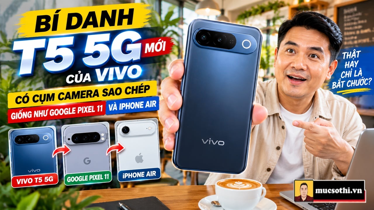 Vivo tung smartphone 5G bí danh T5 với cụm camera sao chép giống như Google Pixel 11 và iPhone Air - mucsothi.com.vn