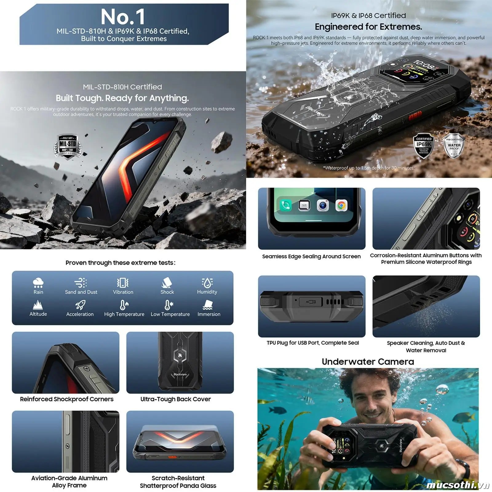 Mục sở thị Rock 1 chính hãng Blackview đang được bán Giá Tốt + Khuyến mãi hấp dẫn tại Siêu Bền Pin Khủng - 09175.09195