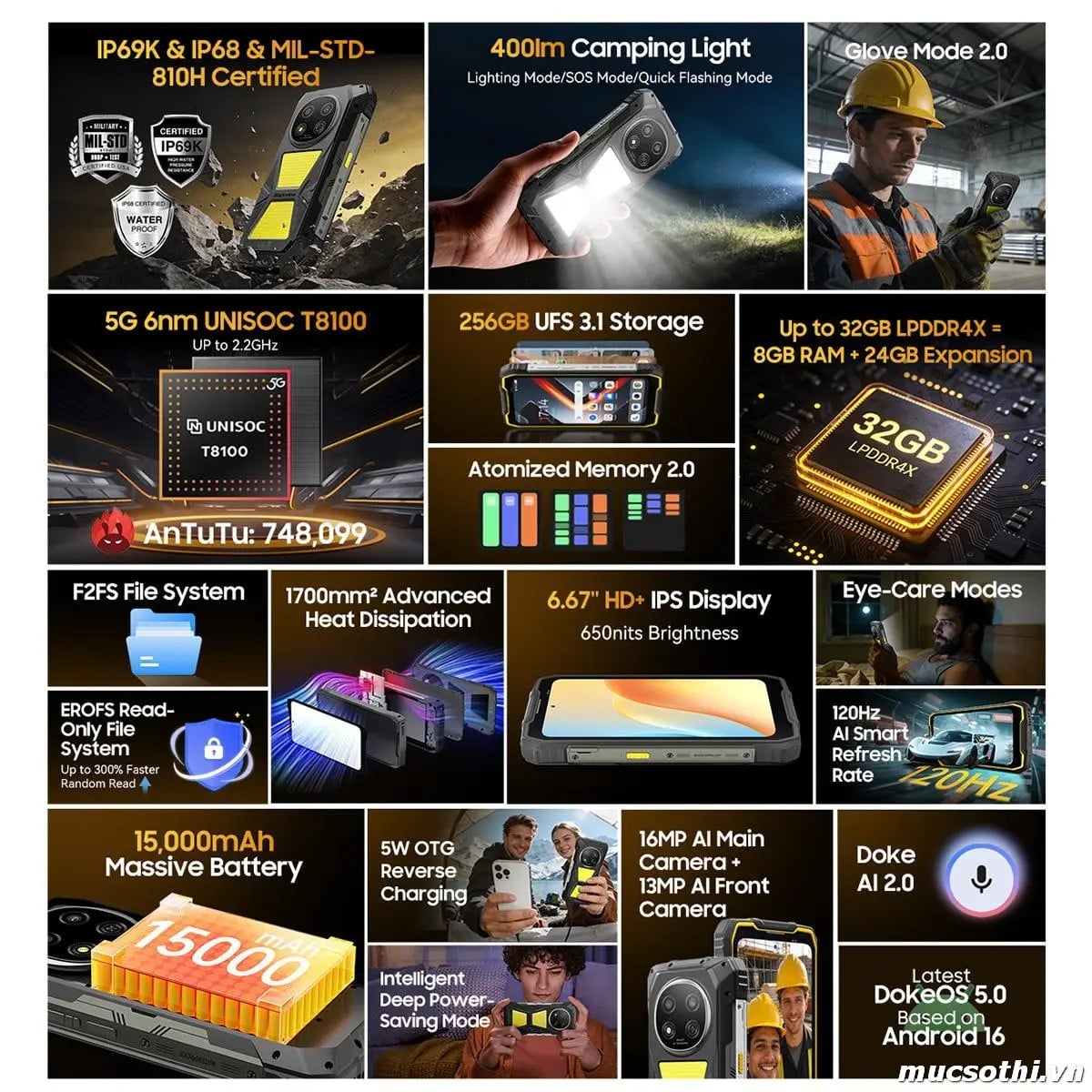 Mục sở thị Rock 2Pro chính hãng Blackview đang được bán Giá Tốt + Khuyến mãi hấp dẫn tại Siêu Bền Pin Khủng - 09175.09195