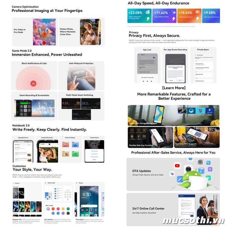 Mục sở thị Rock 3 chính hãng Blackview đang được bán Giá Tốt + Khuyến mãi hấp dẫn tại Siêu Bền Pin Khủng - 09175.09195