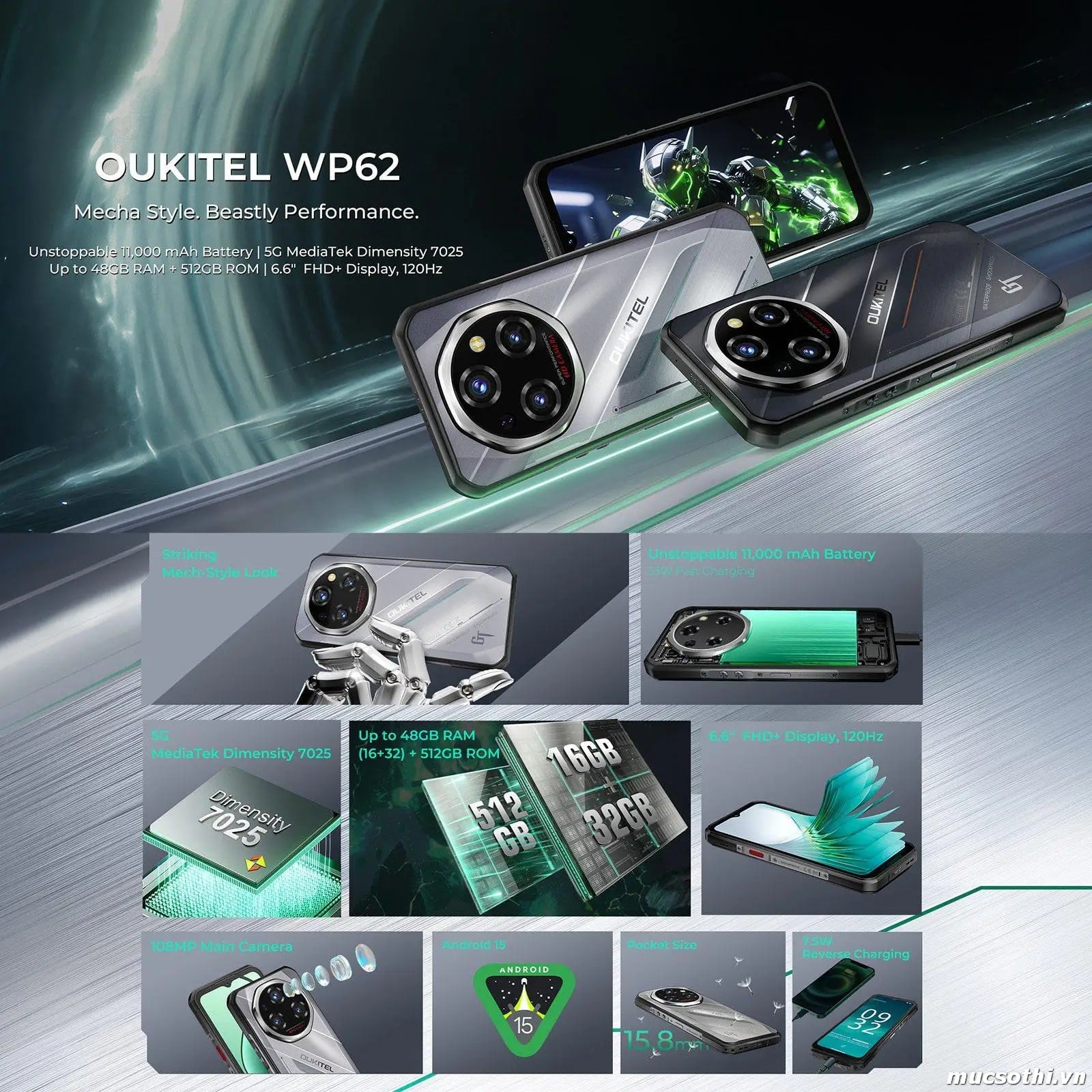 Smartphone Sờ To - Bán lẻ giá sỉ online giá tốt điện thoại Oukitel WP62 5G chính hãng - 09175.09195