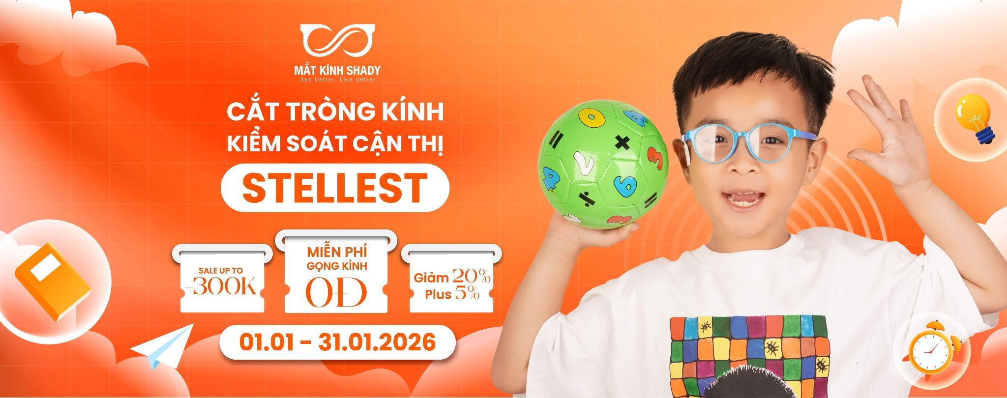 Đừng Để Độ Cận Của Con Tăng Nhanh | Trang Bị Tròng Kính Stellest - Nhận Gọng Kính 0Đ