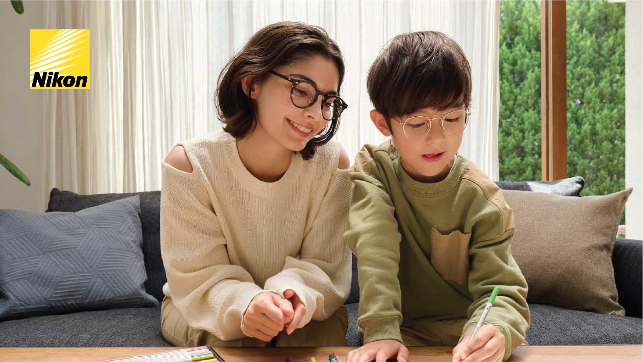 Tròng Kính Siêu Mỏng Ánh Sáng Xanh Phi Cầu 2 Mặt Nikon Myopsee DAS - Pure Blue UV 1.60/ 1.67