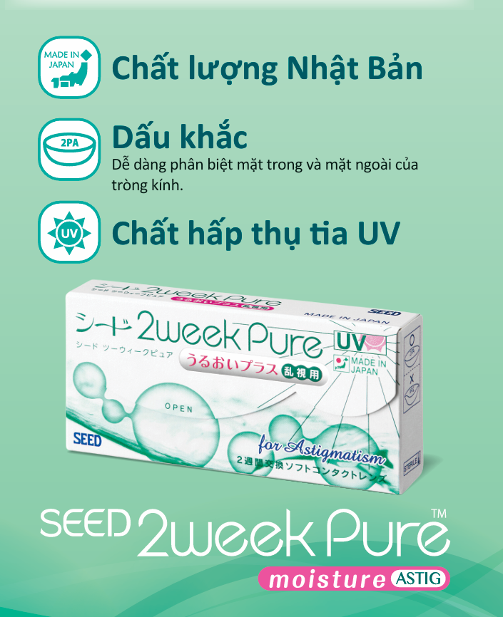 Kính Áp Tròng Trong Suốt SEED 2weekPure UP for Astigmatism (2 Tuần)