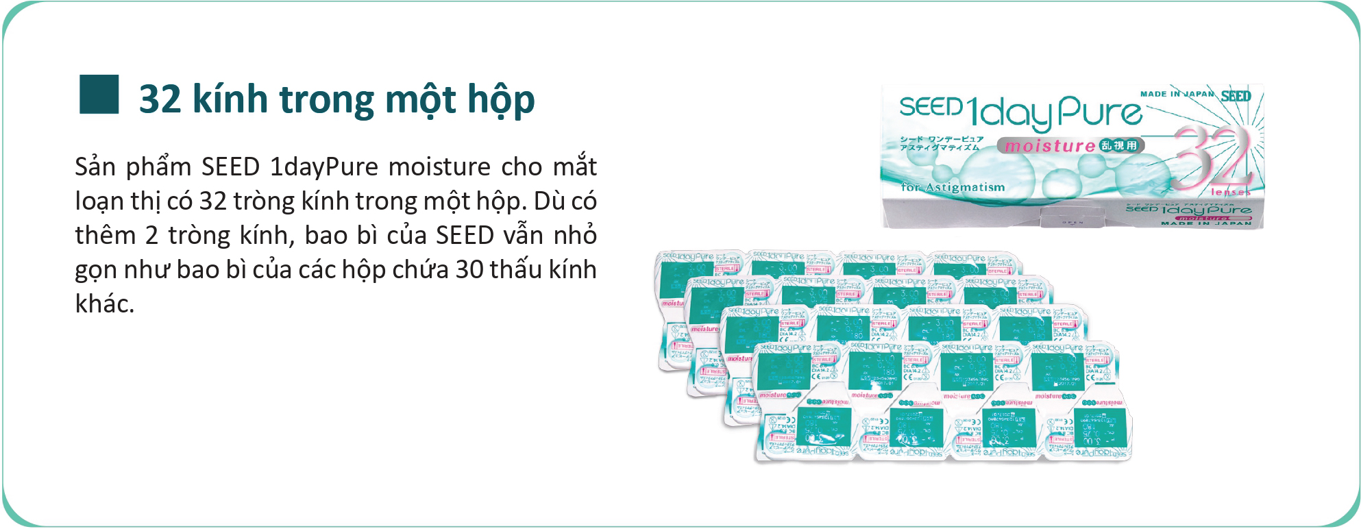 Kính Áp Tròng Trong Suốt SEED 1dayPure Moisture for Astigmatism (1 Ngày)