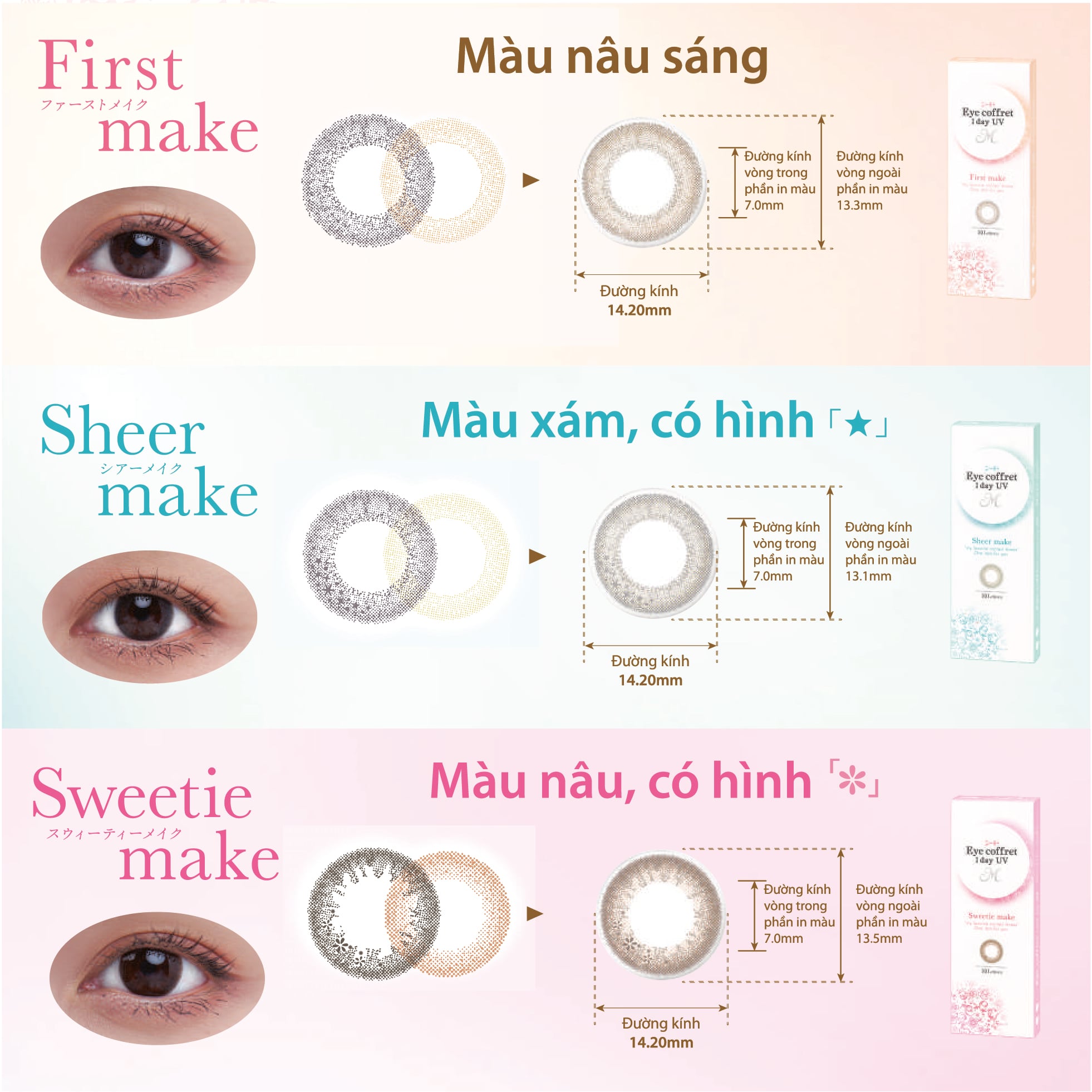 Kính Áp Tròng Màu SEED Eye coffret 1day UV-M (6 Màu)