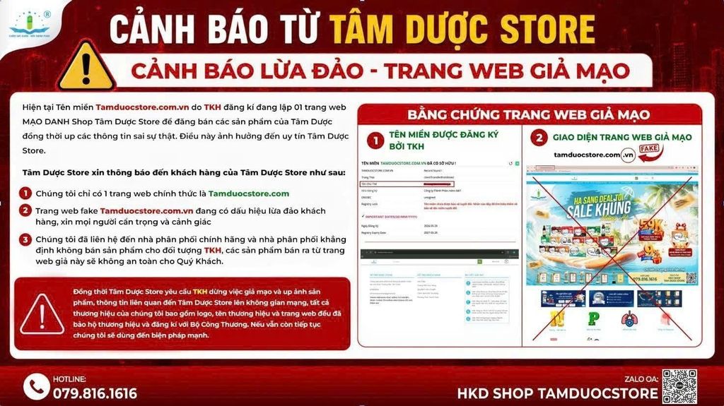 🚨🚨 CẢNH BÁO TỪ TÂM DƯỢC STORE – WEBSITE GIẢ MẠO CÓ DẤU HIỆU LỪA ĐẢO 🚨🚨