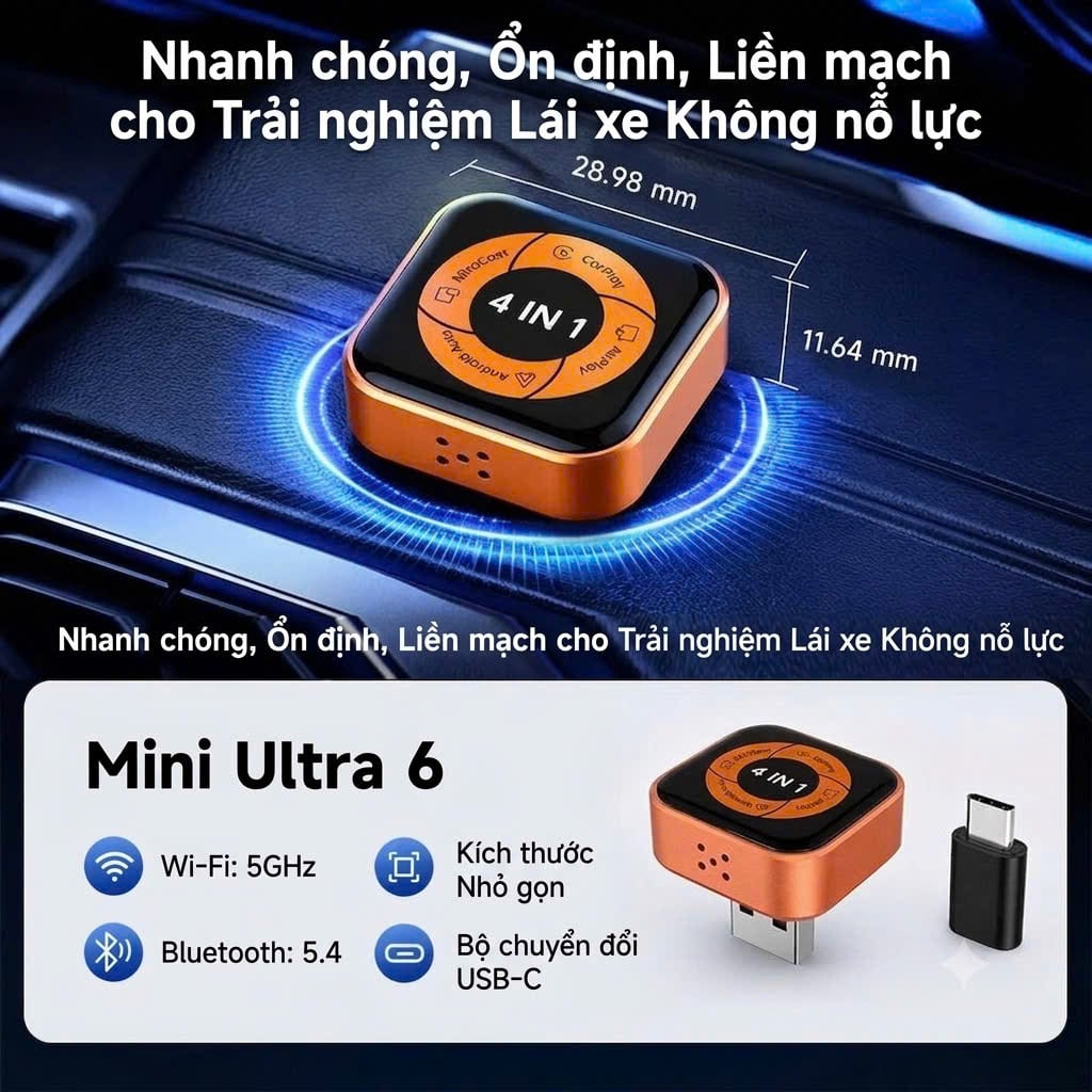 CarlinKit Mini Ultra 6 kết nối không dây