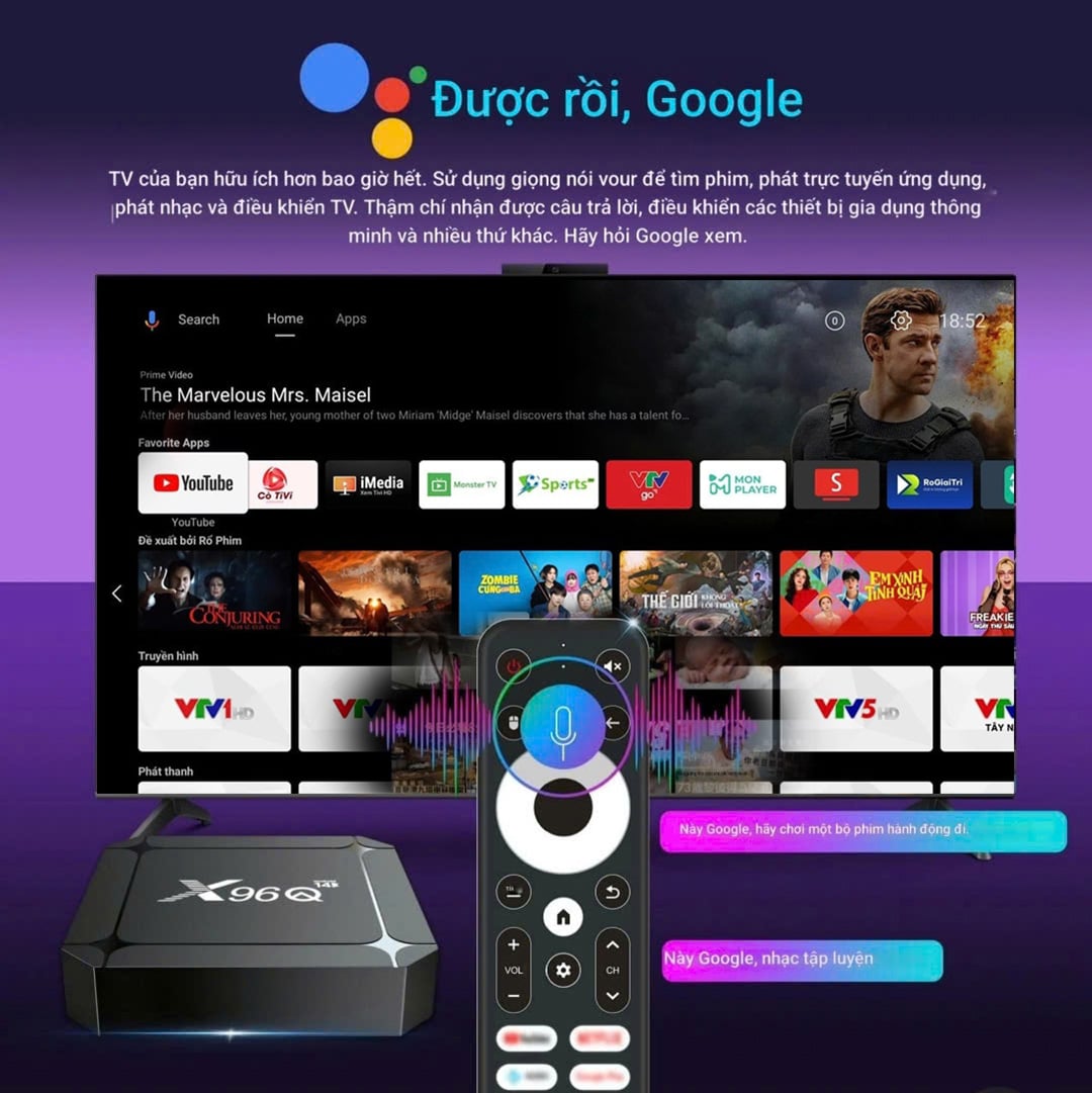 TV Box X96Q tích hợp sẵn điều khiển giọng nói
