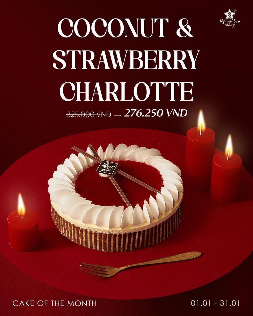 Coconut & Strawberry Charlotte - Đỏ mở lối, ngọt mở năm