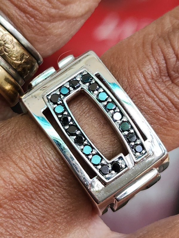 nhẫn mỹ xưa hàng hiệu Gucci bạc 925 đính đá lấp lánh